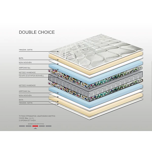 Στρώμα Bs Strom Double Choice 2 όψεων υπέρδιπλο 190x200x28cm - Ελληνικής κατασκευής